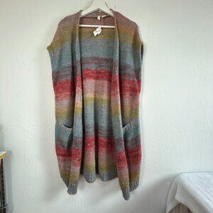 Moth Anthropologie Colorful Knitted Open Front Cardigan Sweater Vest XS/S New